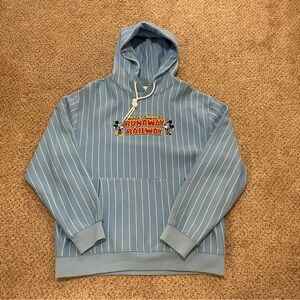 Disney Mickey & Minnie’s Runaway Railway Blue Pinstripe Hoodie Men’s‎ Large